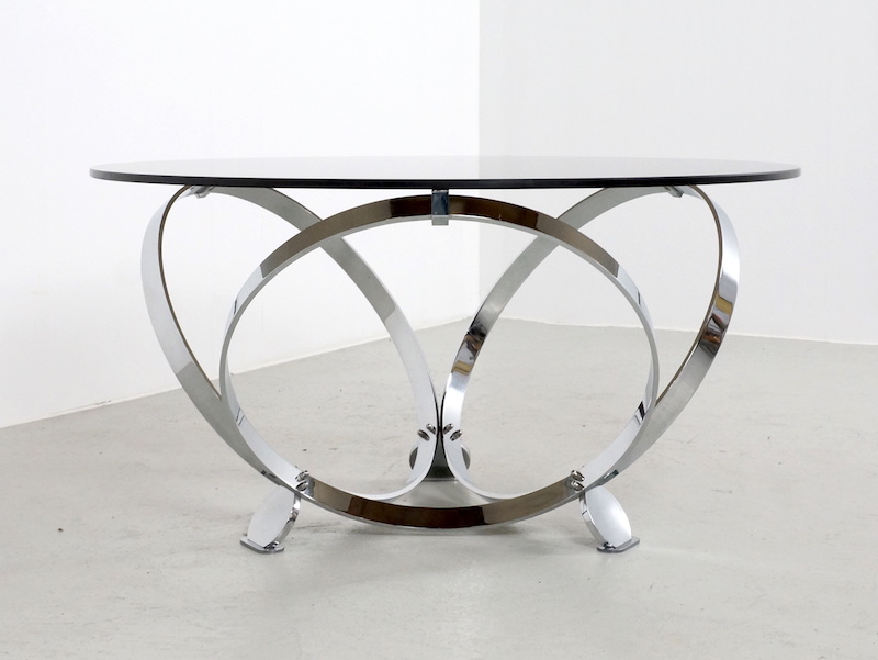 1970s Coffee Table by Knut Hersterberg in Chrome and Glass