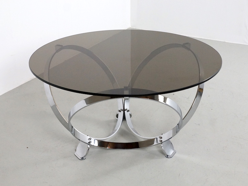 1970s Coffee Table by Knut Hersterberg in Chrome and Glass