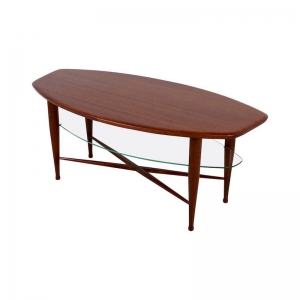 Teak Coffee Table with Glass Magazine Shelf