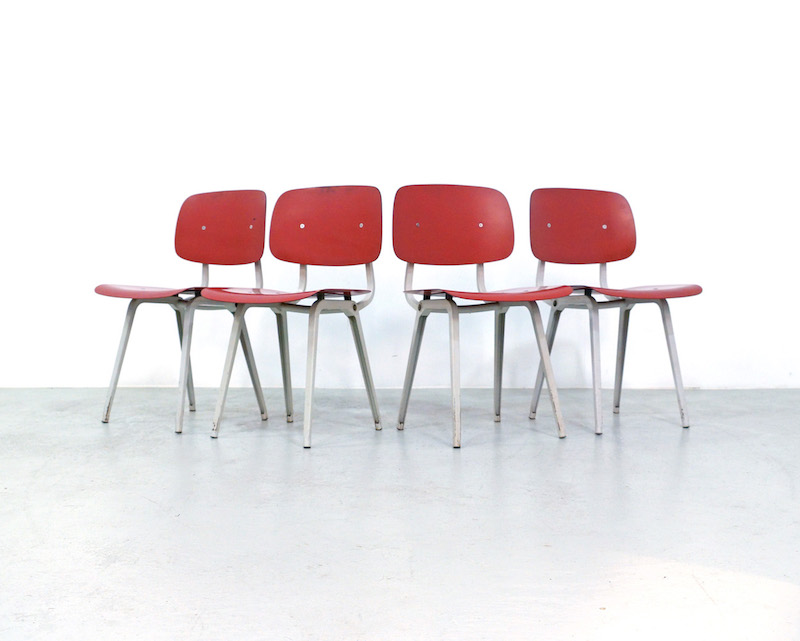 Red Friso Kramer Revolt Dining Chairs, set of 4