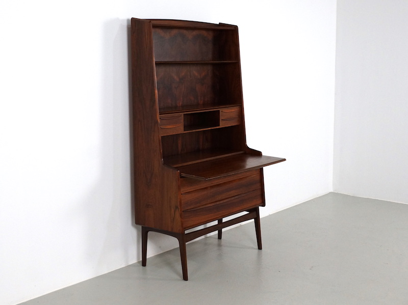 1960s Danish Rosewood Secretary Desk with Pull Out Surface