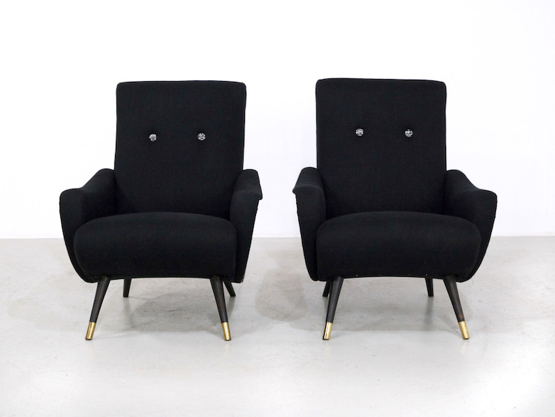 1950s vintage lounge chairs, set of 2