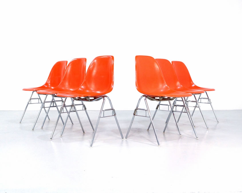 Orange Eames Side Chairs for Herman Miller