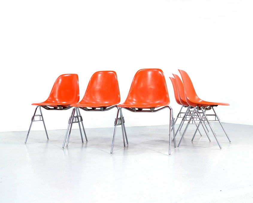 Orange Eames Side Chairs for Herman Miller