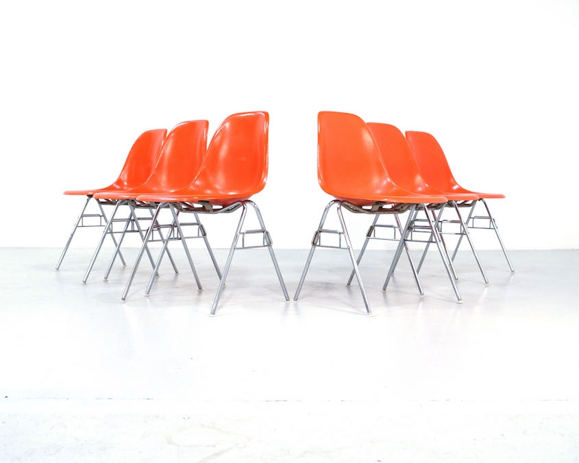 Orange Eames Side Chairs for Herman Miller