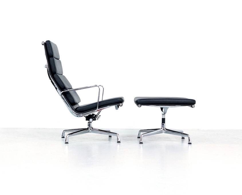 Eames EA 222 Soft Pad Chair and Ottoman EA 223