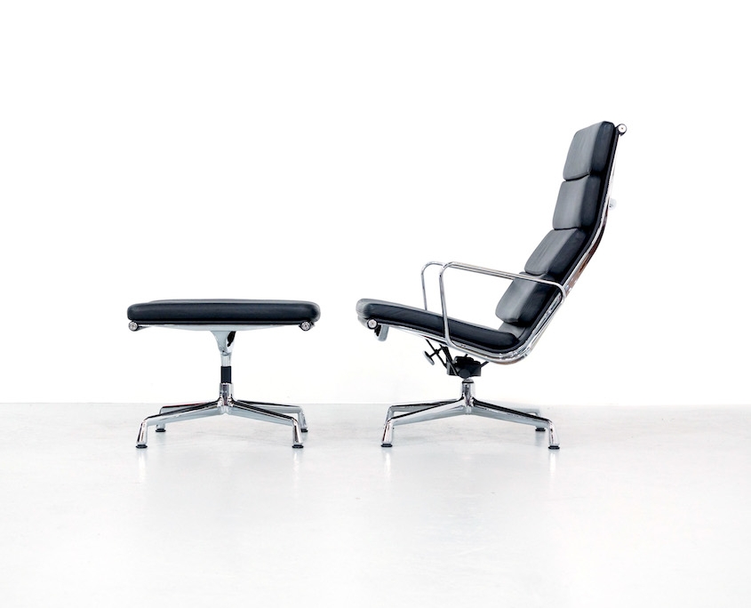 Eames EA 222 Soft Pad Chair and Ottoman EA 223