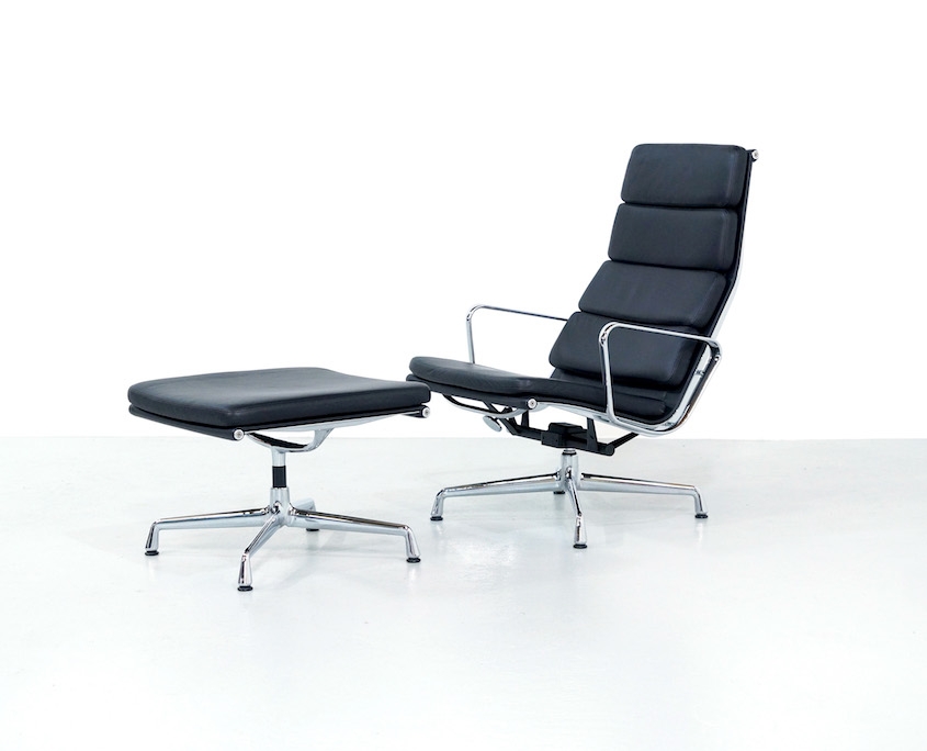 Eames EA 222 Soft Pad Chair and Ottoman EA 223