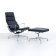 Eames EA 222 Soft Pad Chair and Ottoman EA 223