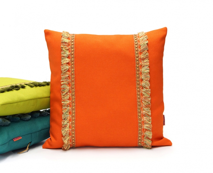 Orange Fringe Pillow by EllaOsix