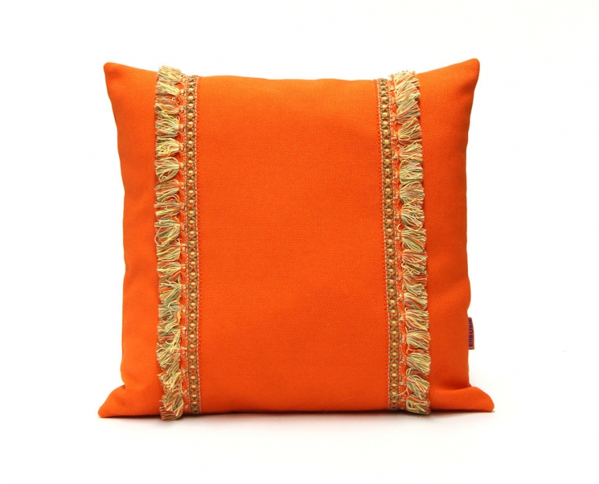 Orange Fringe Pillow by EllaOsix