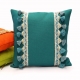 Teal Pillow with Vintage Fringe Trim Handmade by EllaOsix