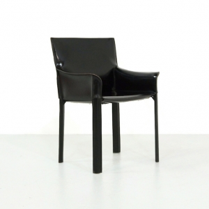 1980s Black Leather Armchair by De Couro of Brazil