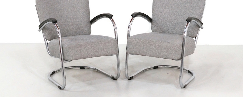 Pair 1930s Tubular Lounge Chairs by Paul Schuitema