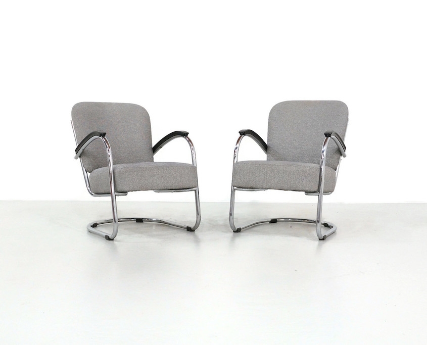 Pair 1930s Tubular Lounge Chairs by Paul Schuitema