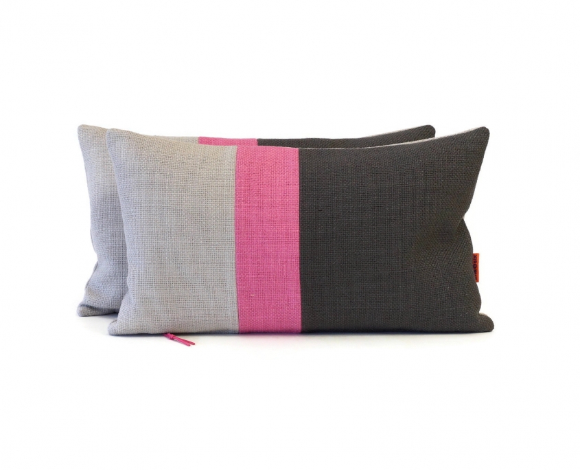 EllaOsix ~ Colour Block Cushions in Gray and Pink