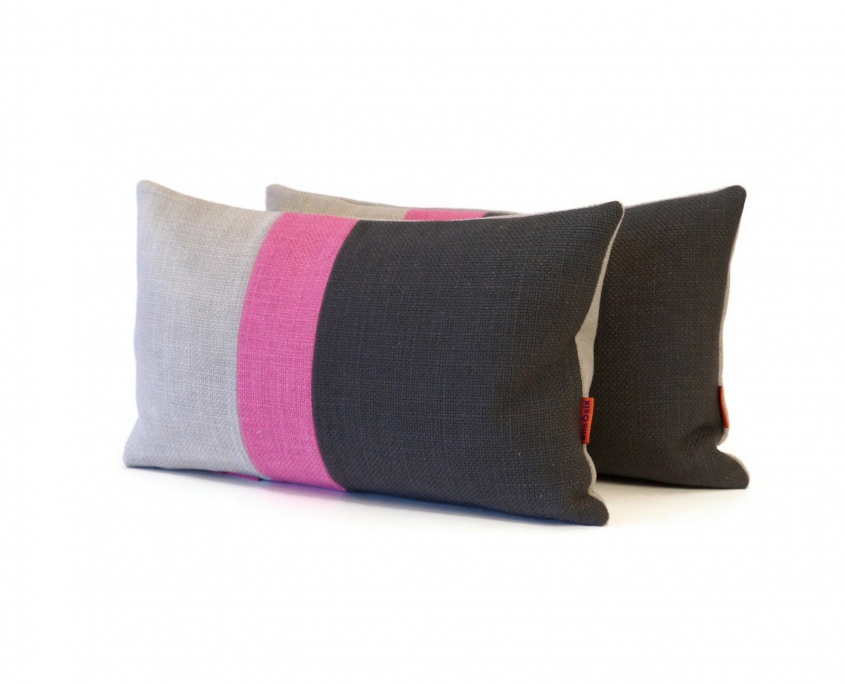 EllaOsix ~ Colour Block Cushions in Gray and Pink