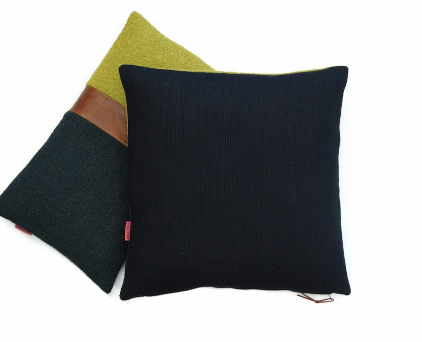 EllaOsix decorative sofa pillow with a leather accent