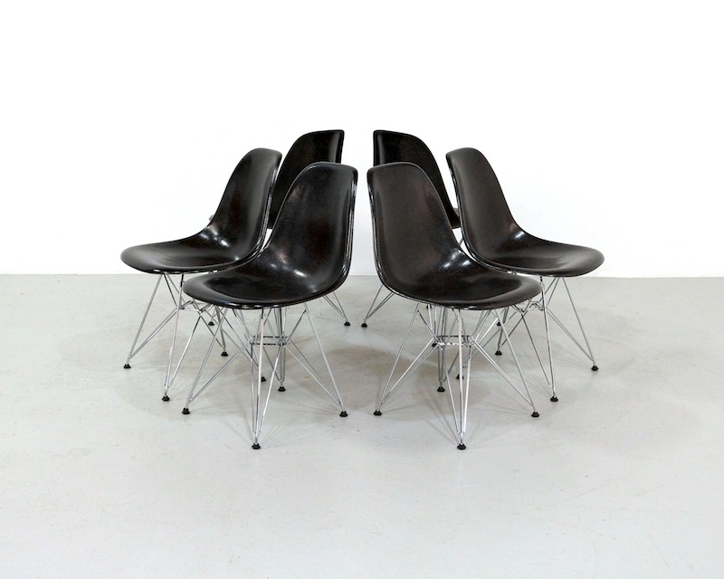 Black Fiberglass Dining Chairs by Charles & Ray Eames for Vitra