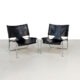 Black leather and chrome vintage lounge chairs