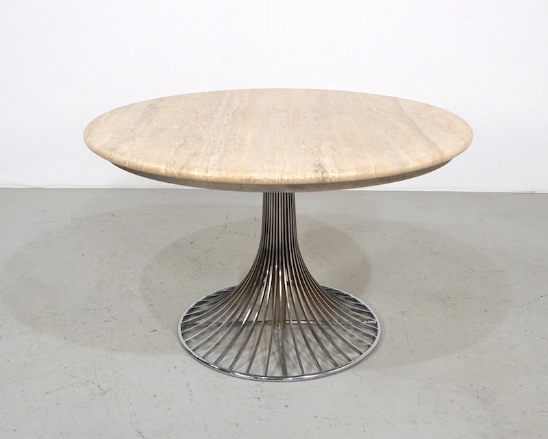 1970s Travetine Round Dining Table