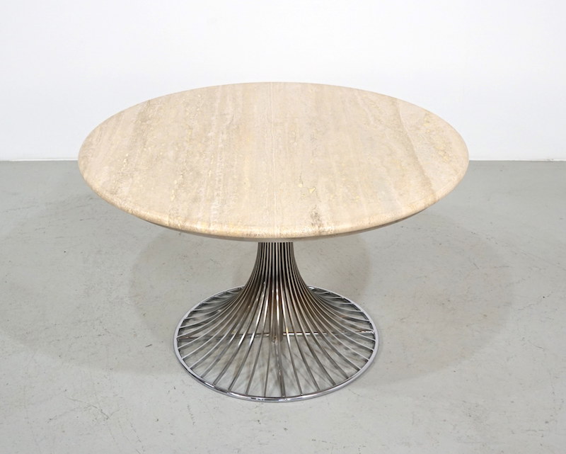 1970s Travetine Round Dining Table