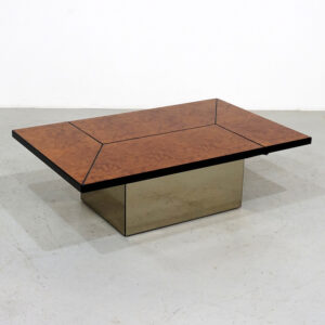 Paul Michel Burl Wood Coffee Table with Hidden Bar 1970s